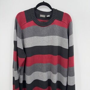 St Johns Bay XXL Striped Sweater 100 Cotton Gray Red Normcore Millennial Core